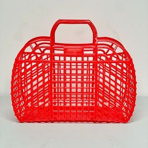 Red Plastic Jelly Shopper Beach Tote